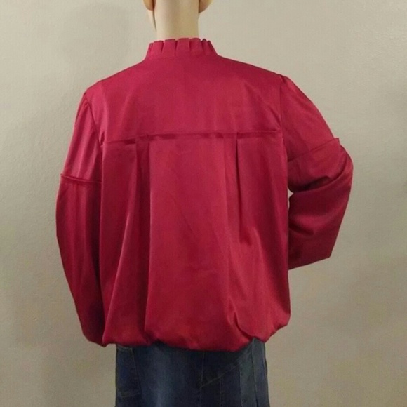 SOLD Apostrophe Pleated Satin Button Down Jacket XL - Picture 5 of 8